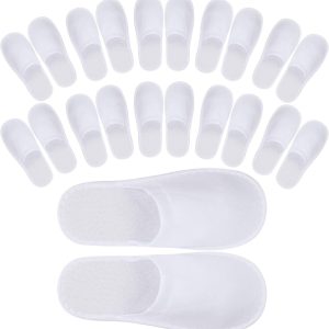 24 Pairs Spa Slippers Flip Flops Disposable Slippers for Hotel Guests Women Men Closed Toe Super Comfort White