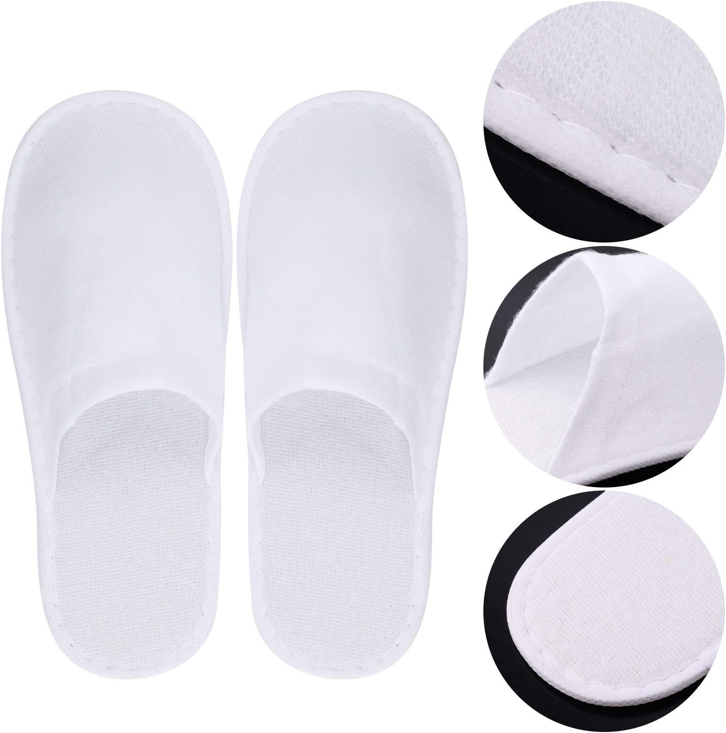 24 Pairs Spa Slippers Flip Flops Disposable Slippers for Hotel Guests Women Men Closed Toe Super Comfort White - Image 3