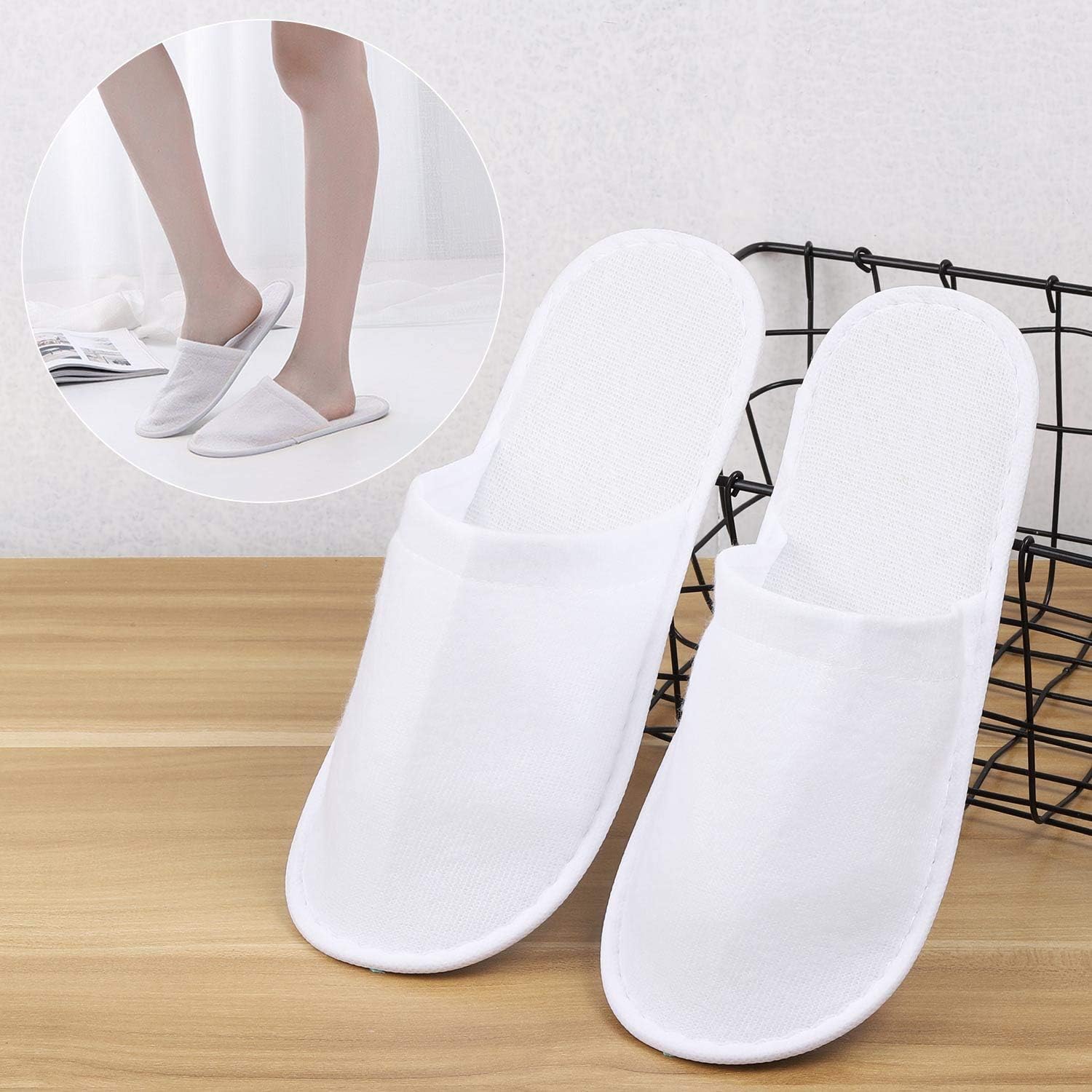 24 Pairs Spa Slippers Flip Flops Disposable Slippers for Hotel Guests Women Men Closed Toe Super Comfort White - Image 5