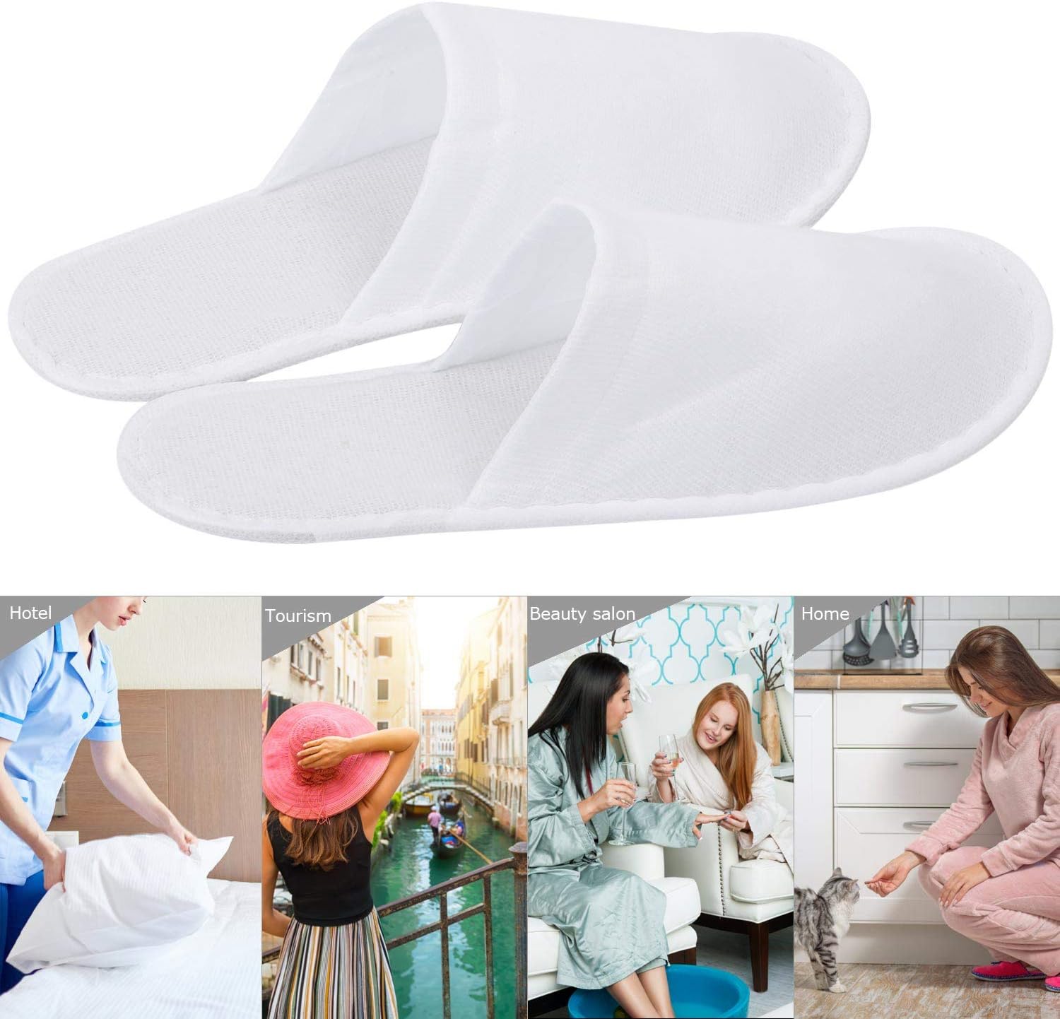 24 Pairs Spa Slippers Flip Flops Disposable Slippers for Hotel Guests Women Men Closed Toe Super Comfort White - Image 6