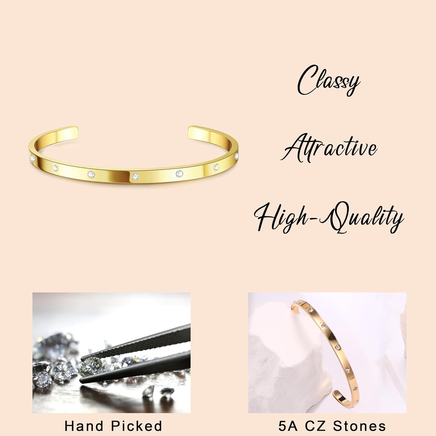 14K Gold Bracelets for Women Trendy Bangle Cuff Chain Bracelets Set Gold Plated Paperclip Bead Tennis Bracelet Chunky Gold Filled Bracelet Stack 3/4PCS - Image 5