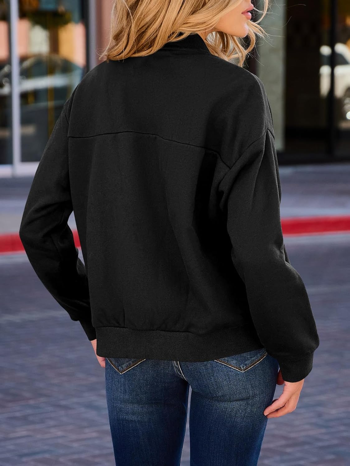 Womens Zip Up Sweatshirts Jackets Long Sleeve Casual Loose Outwear with Pockets - Image 4