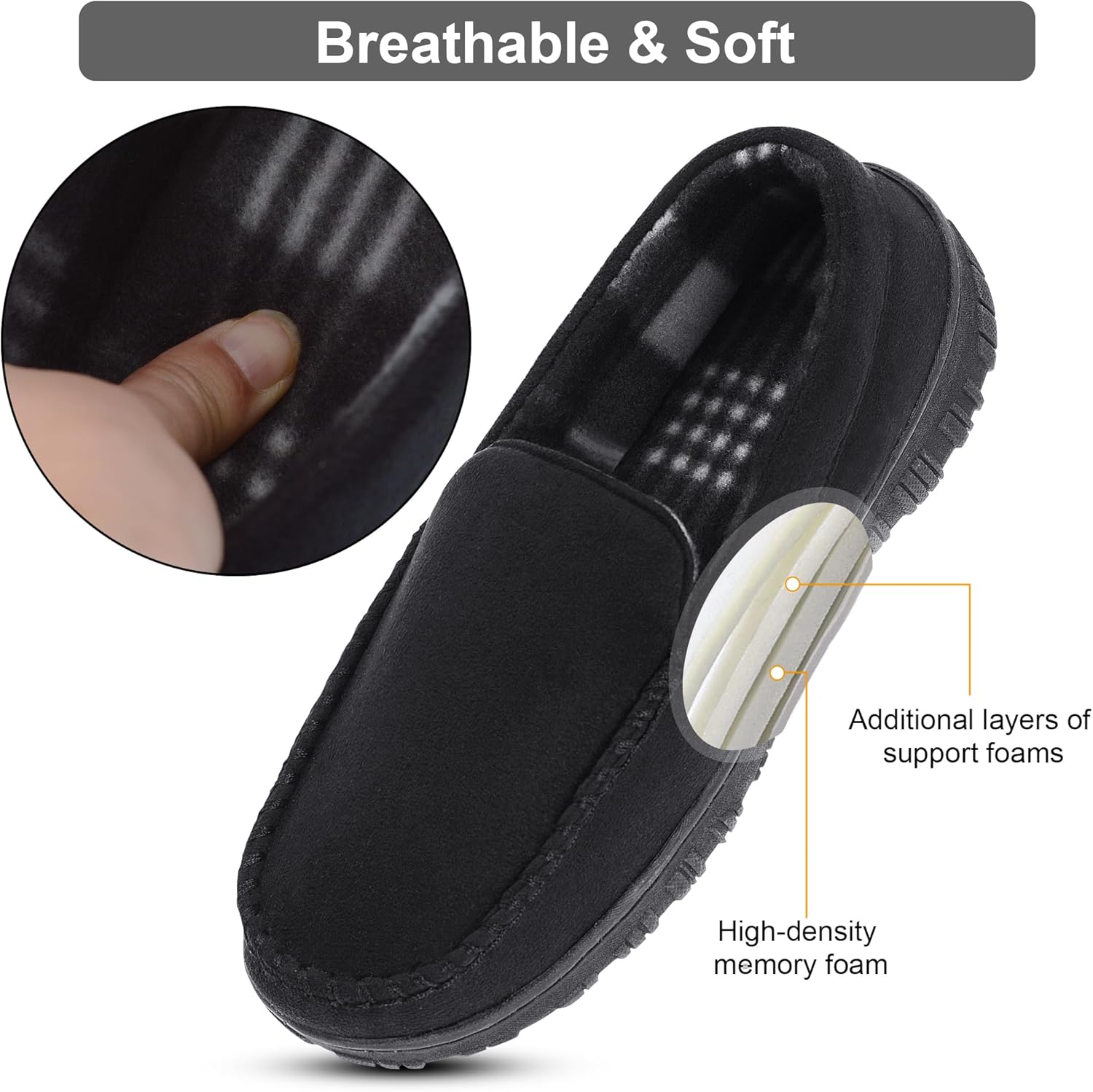 Mens Slippers Moccasins for Mens Memory Foam House Slippers Indoor Outdoor House Shoes - Image 2
