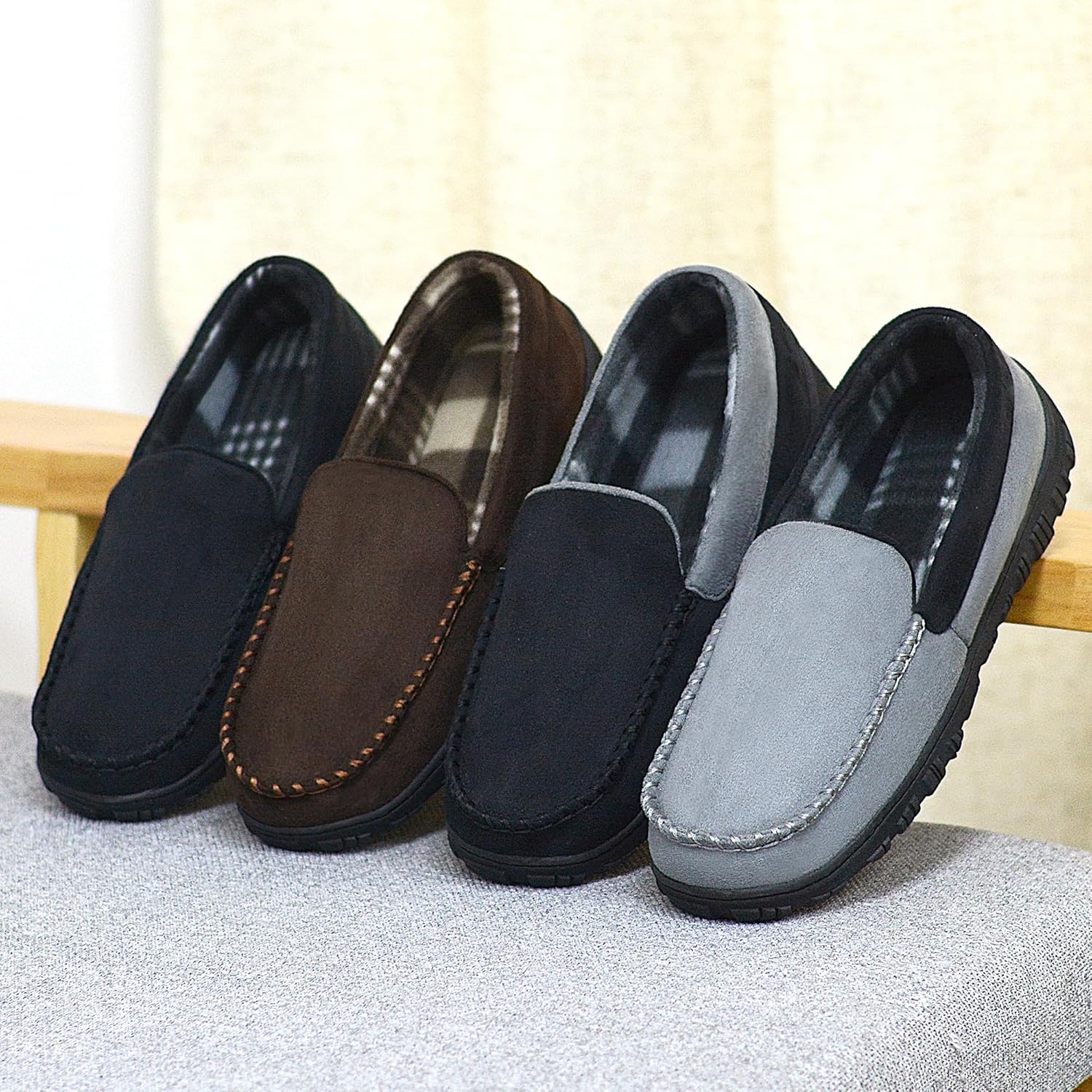 Mens Slippers Moccasins for Mens Memory Foam House Slippers Indoor Outdoor House Shoes - Image 5