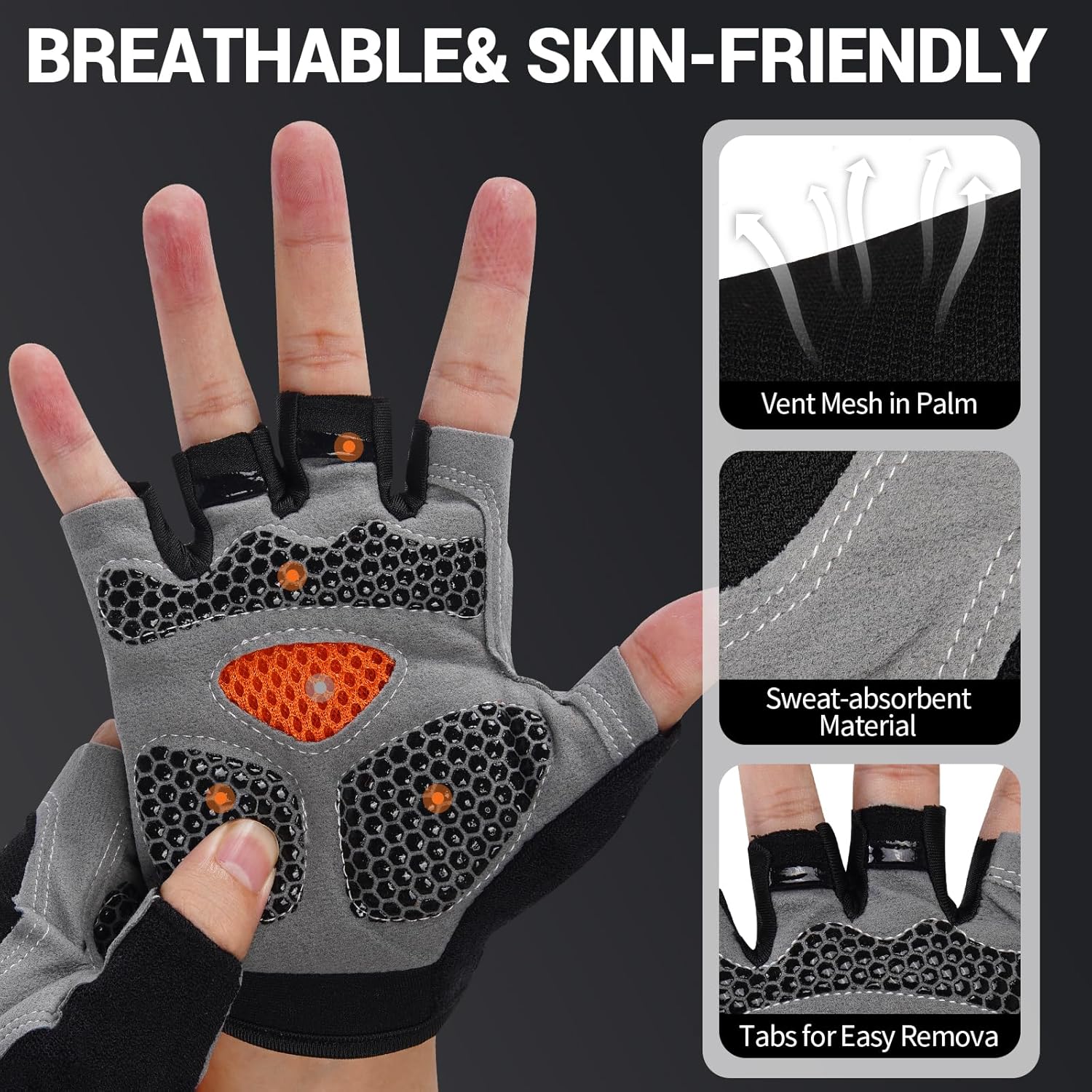 WULI Cycling Gloves Half Finger Men's and Women's Fitness Gloves for Cycling, Breathability, Anti Slip Yoga Equipment, Anti cocooning, Wrist Protection Thickened Palm - Image 5